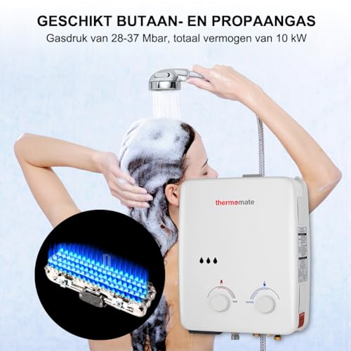 ThermoMate AZ132 5L Portable Gas Water Heater, Tankless Water Heater with Folding Handle, Instant Gas Boiler Use for Outdoor Showers, Camping, Horses, RV Trip - Image 5