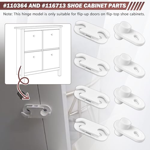Image of Shoe Cabinet Hinge and Stopper Replacement Part #110364 and #116713