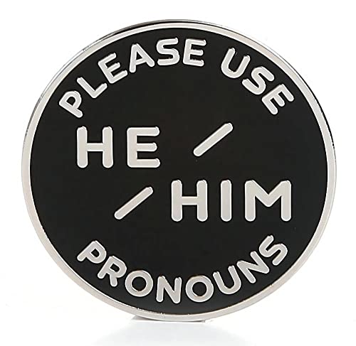 Broche He Him émail bouton non binaire pour éviter le mégenrage avec fierté NB Pride