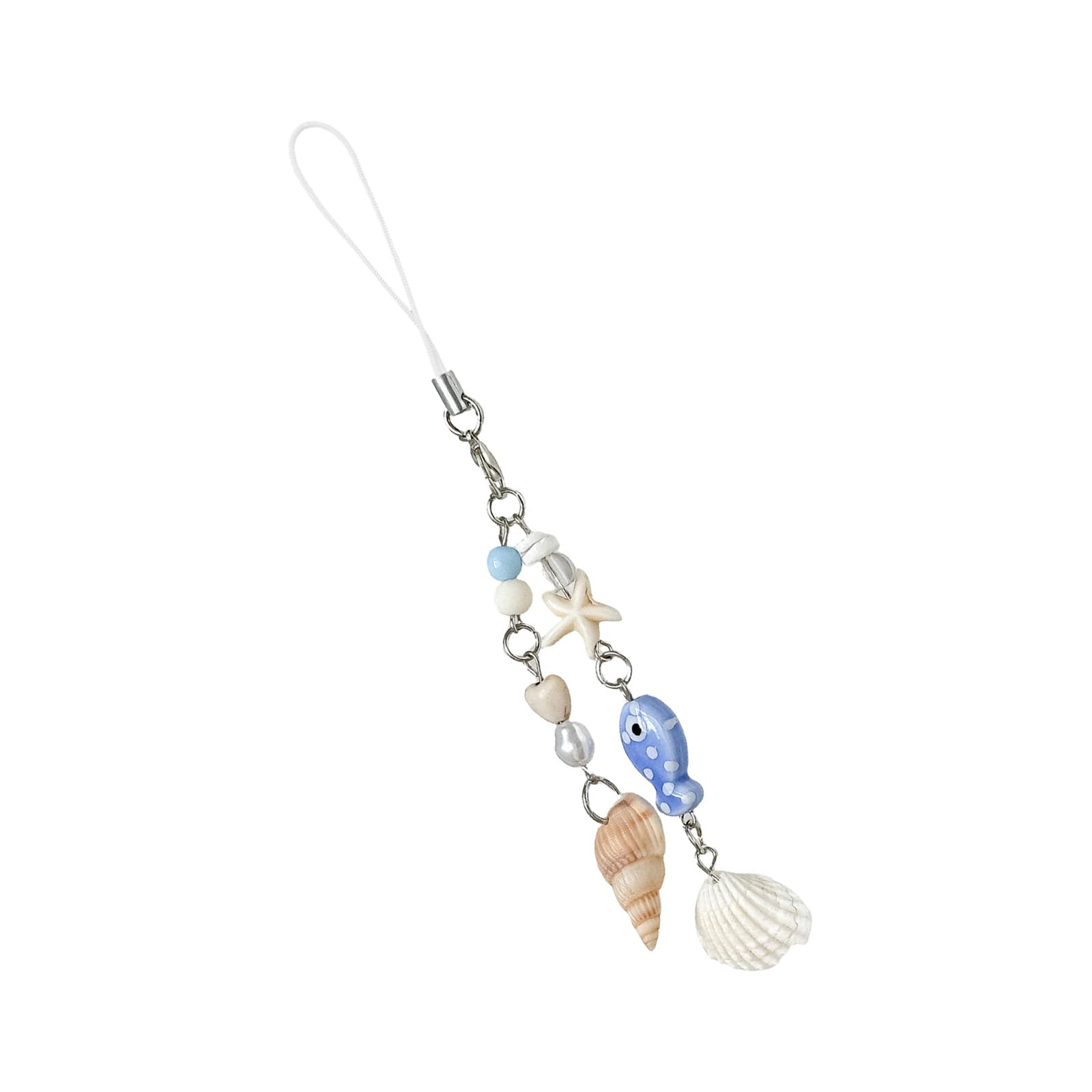 NEWFT Fashionable Alloy Shells Keychain Strap Beautiful Shells Designs Pendant Phone Lanyard Rings Charm for Accessories