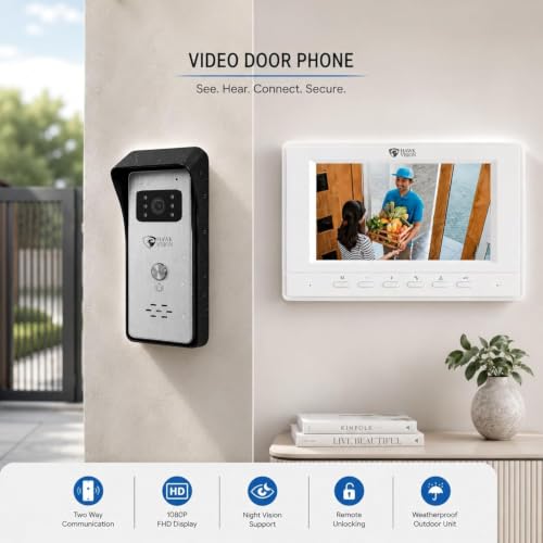 Image of Hawkvision 7 Inch LCD 1080P Wired Video Doorbell with IR Night Vision