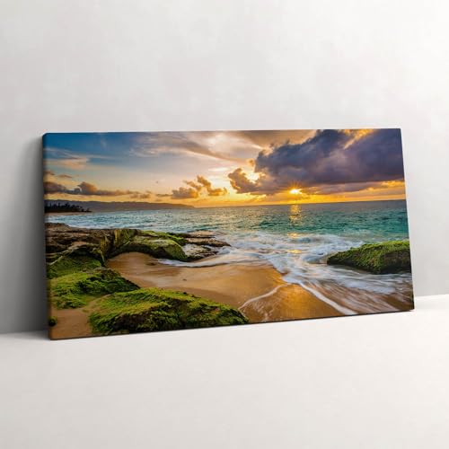 Tableau photo sur toile 100x50cm peinture murale salon déco mer Wallfluent