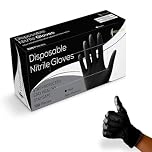 100 x Black Disposable Gloves | Black Nitrile Gloves | Latex free Gloves | Powder Free Gloves | Black Gloves Disposable | Strong And Non-Sterile (Medium, 1 Pack of 100)