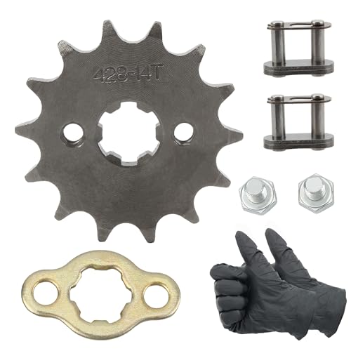 PowerMotor 428-14T - Kit de eslabones de cadena de repuesto para motor delantero de motocicleta de 17 mm, para motocross Pit Mini Pocket Bike ATV de 4 ruedas, ciclomotor, Go Kart de 50 cc, 70 cc, 110