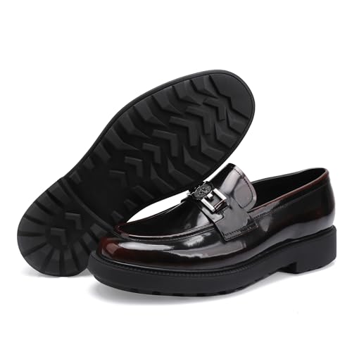 Image of Premium Mens Leather Dress Shoes, Classic Formal Alligator Printed Business Loafer Handmade Buckle Party Wedding Penny Shoes Father's Day Shoe for Men, Black