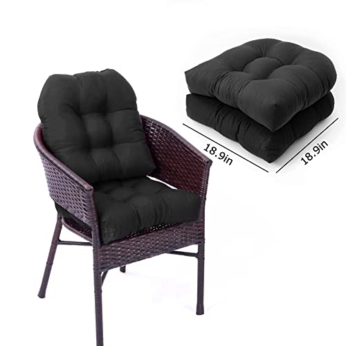 Seahome 2Pcs Rocker Cushions Replacement Outdoor/Indoor, Washable Waterproof Soft Tufted Swivel Rocker Chair Seat Cushion,For Recliner Rattan Folding Chair Garden Patio Mat (Black) #TOP1