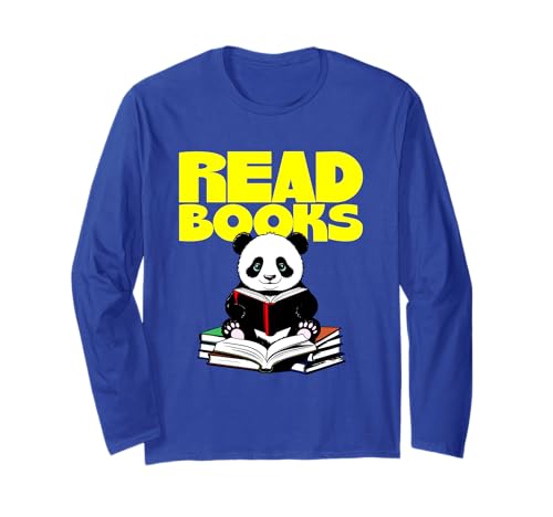 Panda leyendo libros, linda idea de bibliotecario Manga Larga