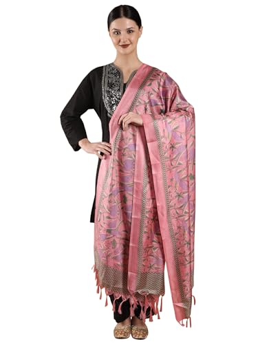 Châle dupatta femme satin Banglori imprimé feuilles écharpe indienne