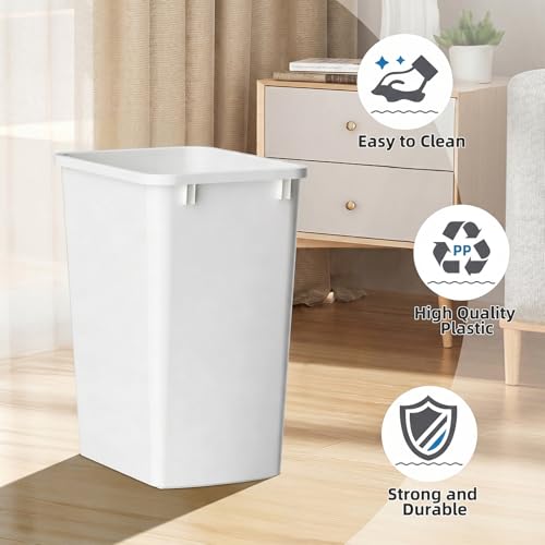 Image of 35 Quart Plastic Trash Can, 9-Gallons Slim Trash Can(4-Pack) | Under Cabinet Waste Bin, Slim Trash Can for Kitchen Bedroom Office Bathroom Under Sink,Easy to Clean (White)