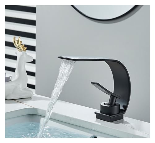 Chauffeur de salle de bain mitigeur à poignée simple noir mat pour vasque familiale