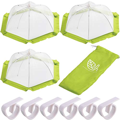 Food Tent Covers (3 Pack) with Picnic Table Clips (Set of 6)