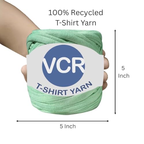 Image of VCR Mint Cream Big T-Shirt Yarn, 100 Meters Length, Recycled & Fashionable Craft Yarn, Pack of 1, Suitable for Crochet, Knitting & DIY Bags, Baskets, Cushions & Home Decor Projects