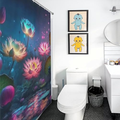 Rideau de douche imperméable en polyester lotus 92x183 cm