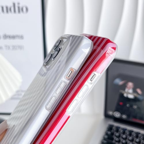 Yeddabox for iPhone 14 Pro Max Case Cute Striped Phone Case Soft TPU Slim Shockproof Phone Cover for Women Girls, Red and Pink - image 4