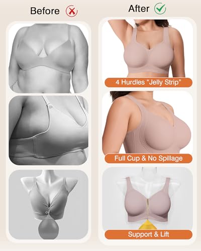 Image of Bras for Women Jelly Wireless Supportive Seamless Full Coverage Push Up No Underwire Comfort Plus Size for Older Women