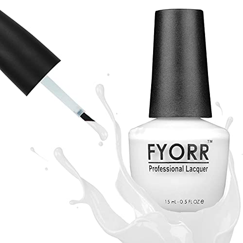 Image of FYORR White O White Professional Nail Polish | Long Lasting, Quick Dry, Chip Resistant, High Shine Nail Paint | Smooth & Easy Application, Vibrant Trendy Shades for Women & Girls Party Daily Use 15ml