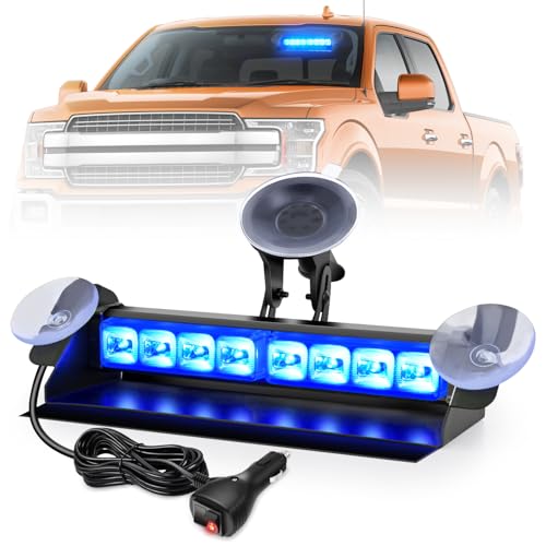 Image of Nilight 8LED Blue Traffic Advisor Strobe Light Bar Hazard Safety