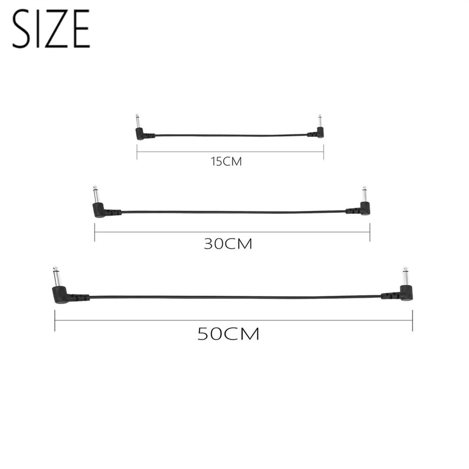 TSTS Cavo Strumento per Chitarra 10 pezzi Cavo di collegamento per effetti per chitarra universale da 6,35 mm Cavo a basso rumore nero Accessori per chitarra elettrica(50)