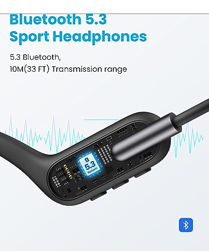 Image of Bone Conduction Headphones, Swimming Headphones Underwater Open Ear Built-in 32GB Memory IPX8 Waterproof for Swimming, Running, Cycling, Black