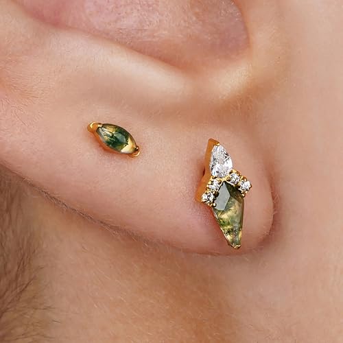 FINE4U ASTM F136 Titanium 16G 6mm 8mm Piercing Jewelry Stud for Conch Helix Flat Lobe - FlatBack Cartilage Earring Stud, Hypoallergenic Implant Grade Nickel Free Body Jewelry3