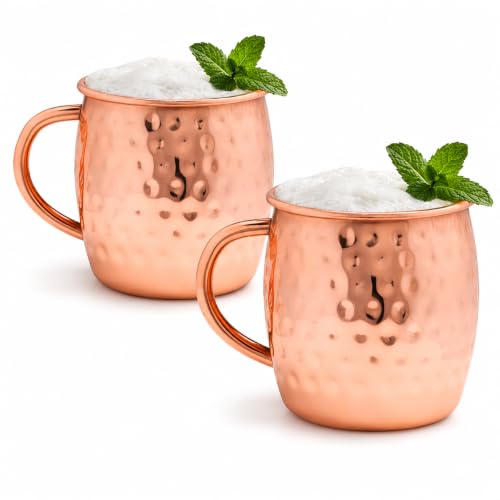KIT com 2 Canecas Moscow Mule Premium 550ml em Inox Martelado | Design Barril Ergonômico – Mantém o Drink Gelado por Mais Tempo
