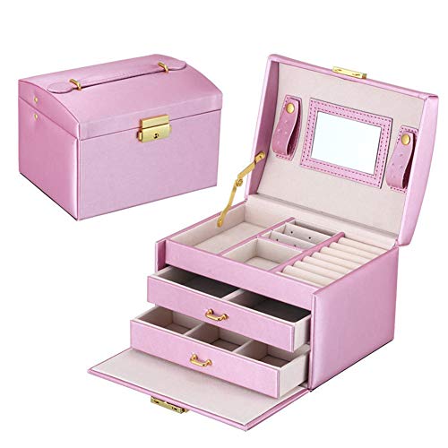 MINI Boutique Mirrored Jewelry Box Organizers for Girls Women Necklaces Earrings Rings Watches Storage Case Holder Vintage Gift Box with Drawers
