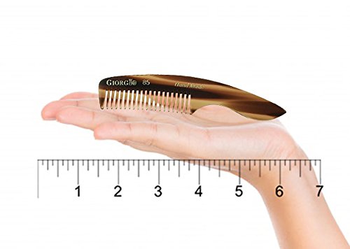 Giorgio G85 Travel Size Mustache And Beard Comb For Men - Small Fine Tooth Pocket Comb For Everyday Hair Care - Sawcut And Hand Polished Pocket Comb And Styling Comb - Italian Handmade Tortoise Comb #TOP4