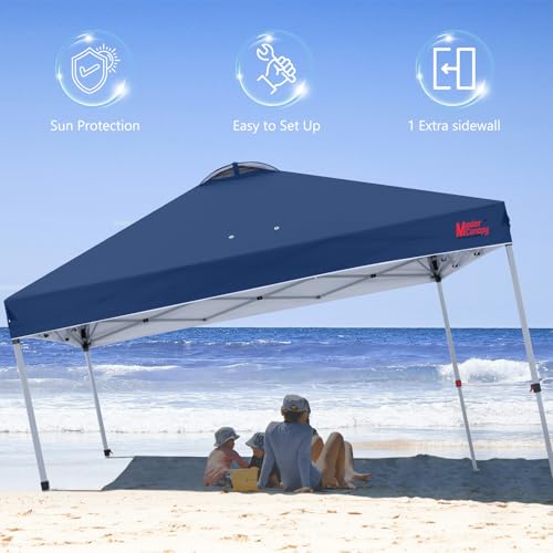 Image of MASTERCANOPY 10x10 Durable Pop Up Canopy Tent with 1 Sidewall, Navy Blue