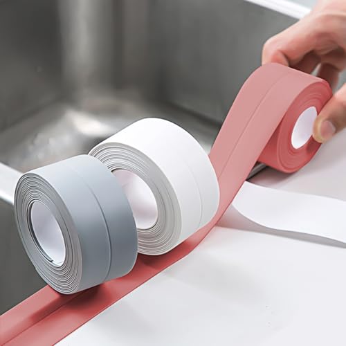 2 Rolls Caulk Tape Waterproof Sealing Self Adhesive, Caulking Sealant Strip for Bathroom Toilet Kitchen with Sealing Tool - Thumbnail 6