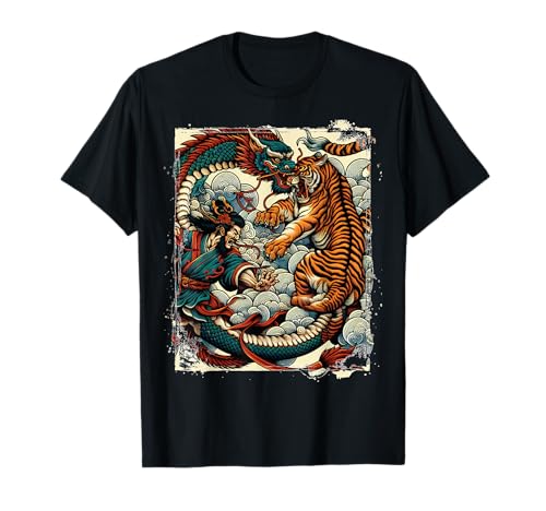 Samurai Tiger Dragon Fight T-Shirt