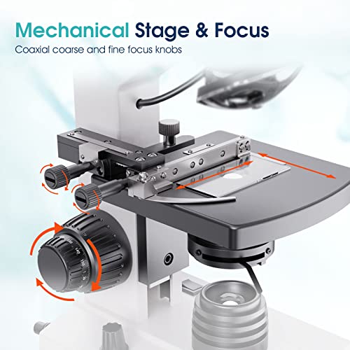 Microscope For Adults With 40X-2500X Magnification, Dual-View Compound Monocular Microscopes With 7'' Lcd Screen, Wide-Field 10X 25X Eyepiece, Built In 5Mp Camera Software Compatible Windows And Mac #TOP3