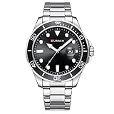 Reloj de Cuarzo para Hombre, Reloj de Pulsera clásico de Moda para Hombre con Banda de Acero Inoxidable, Reloj analógico Lnous 3ATM con Calendario