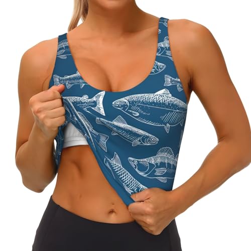 Ocean Fishes Print Womens Utility Vest Sports Vest Yoga Workout Vest for Women Lightweight Summer3