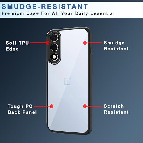 Image of CEDO Backcover for OnePlus Nord 5 (5G) | Camera Protection Bump Shockproof Edge | Ultra Hybrid Transparent Acrylic Clear TPU+PC Hard Backcase Cover (Black)