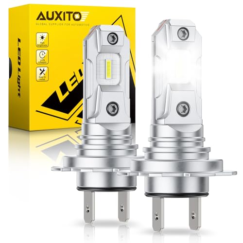Image of AUXITO H7 LED Light Bulbs, 500% Super Brightness 6500K White Light,1:1 Mini Size H7 /H7LL Fog Light Bulbs for Night Driving,Long Lifespan, Plug-N-Play, Pack of 2