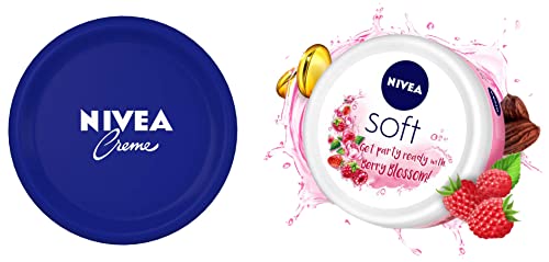 Image of NIVEA Creme, All Season Multi-Purpose Cream, 200ml & NIVEA Soft Berry Blossom, Light Moisturizer for Face, Hand & Body, Instant Hydration Non-Greasy Cream with Vitamin E & Jojoba Oil, 200 ml