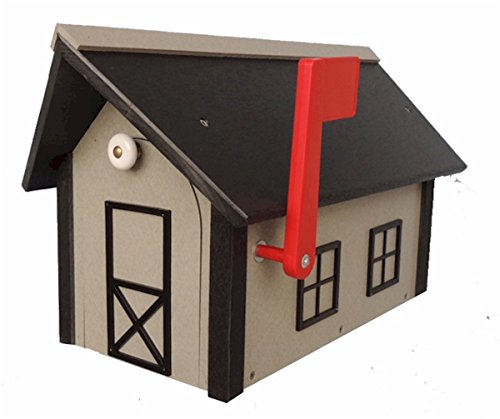 All-Poly Mailbox Light Gray w/Black Trim and Black Roof Amish Made in USA