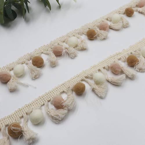 Nastro Con Pompon Bianchi 8 Iarde: Diametro 5mm, Frangia 10mm, Per DIY E Decorazione Casa!