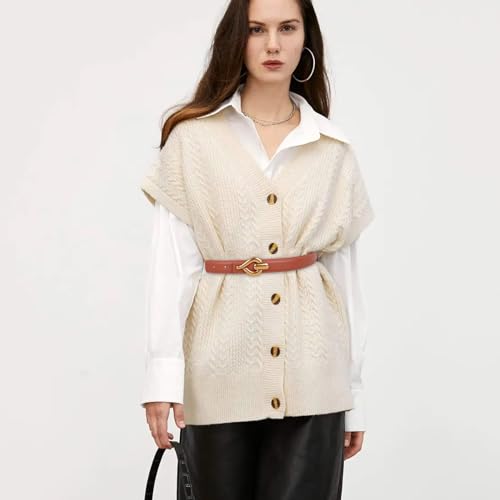 Image of Women's Fashion Classic Metal Buckle Leather Belt with Jeans Dress