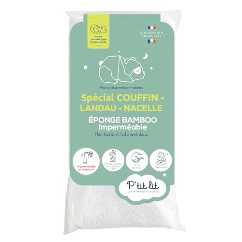 P'tit Lit - Protège Matelas Bébé Bamboo Couffin - Nacelle - Landeau | Alèse Imperméable et Anti Acariens - Viscose de Bamboo - Absorbant et Silencieux