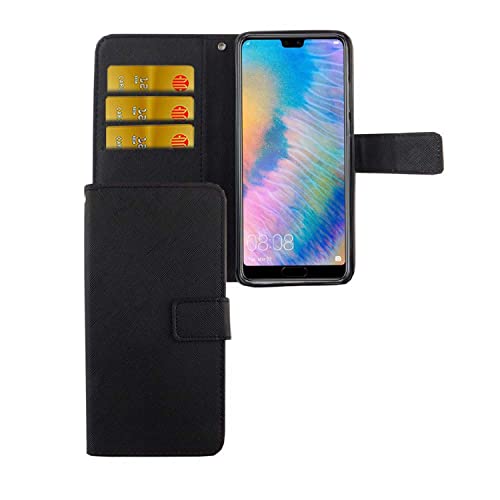 Étui Huawei P20 König Design en cuir noir avec porte-cartes