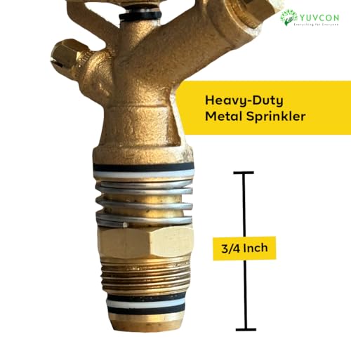 Image of YUVCON Brass Sprinkler, Water Sprinkler for Gardening, Agriculture & Irrigation, 360 Degree Rotation, 3 /4 inch, 20 feet Radius Range, Heavy-Duty Metal Sprinkler