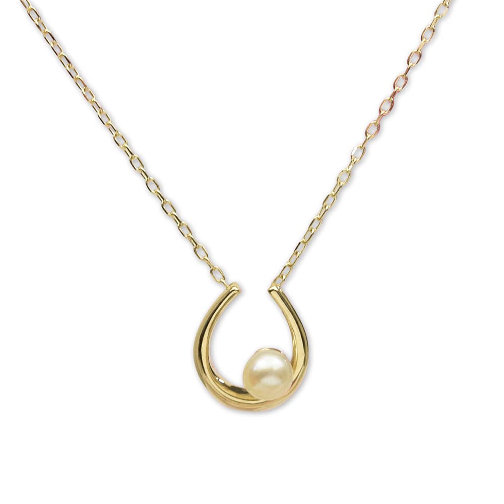 Amazon | [四葉のクローバー] 10金 ゴールド 馬蹄 ネックレス 淡水