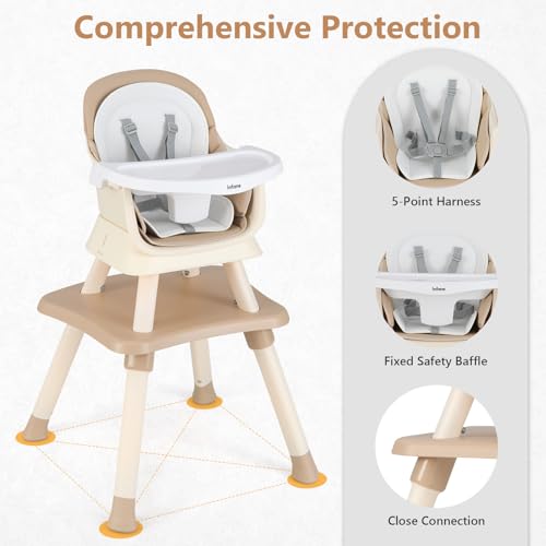 Image of INFANS 8 in 1 Baby High Chair, Convertible Highchair for Babies and Toddlers, Infant Dining Booster Seat, Building Block Table, Kids Stool Table Chair Set with Removable Tray