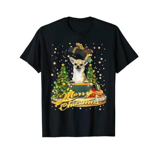 Chihuahua Adornos de árbol de Navidad para amantes de los perros Chihuahua Navidad Camiseta