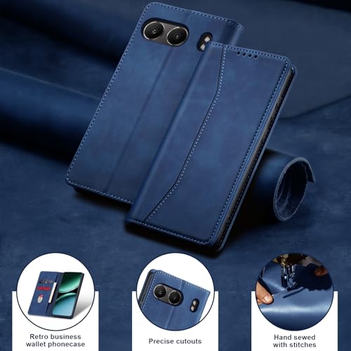 Image of Jasonyu Case for OnePlus Nord 4 5G Leather Wallet Flip Cover with Card Holder,Kickstand, Magnetic Closure,TPU Shockproof Phone Case Compatible with OnePlus Nord 4 (Blue)