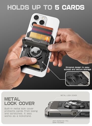 Image of SUPCASE for MagSafe Wallet with AirTag Holder, Hold 5 Cards, Dark | Adjustable Stand, RFID Blocking, Strong Magnetic Lock, Magnetic Wallet for Men, Card Holder Tripod for iPhone 17 /16 /15 /14 /13