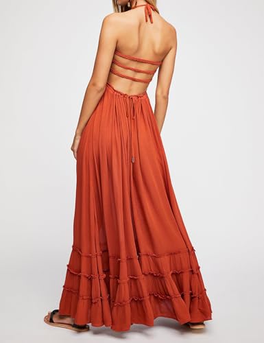 Image of R.Vivimos Womens Summer Boho Sexy Backless Long Dresses
