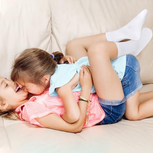12 Pairs Girls Socks Toddler Girls Crew Socks Athletic Girl's Colorful Mid Cut Sock Multipack for Kids 1-14 Years2