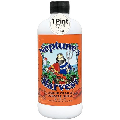 Neptunes Harvest Organic Crab & Lobster Shell Multi-Purpose Liquid Fertilizer (2-0-2) - 18oz Bottle - Rich in Nutrients Soil Fertilizer - Plant Food for Lawns Gardens and Vegetables